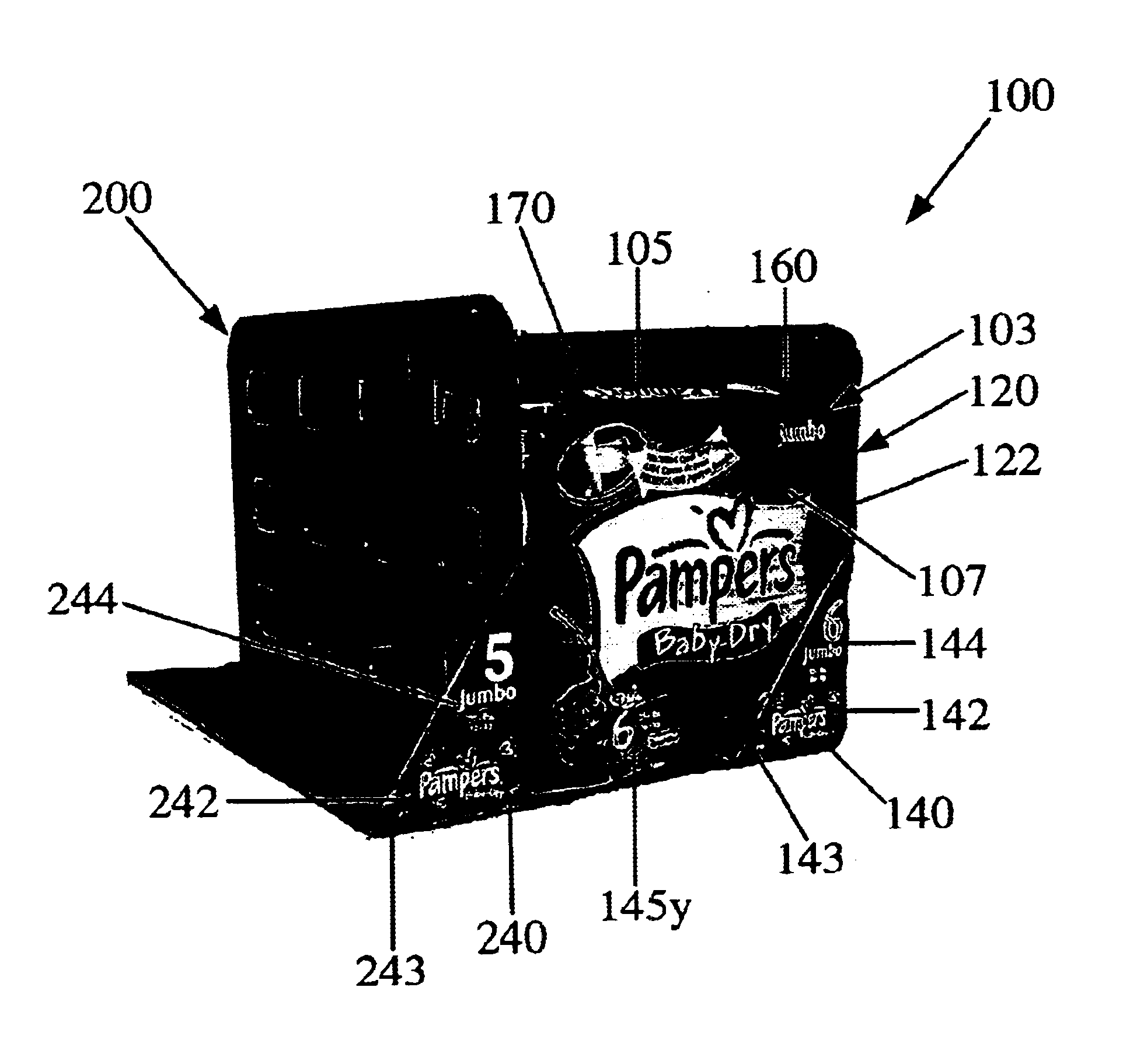 Shelf tray apparatus for absorbent articles packaged in flexible film