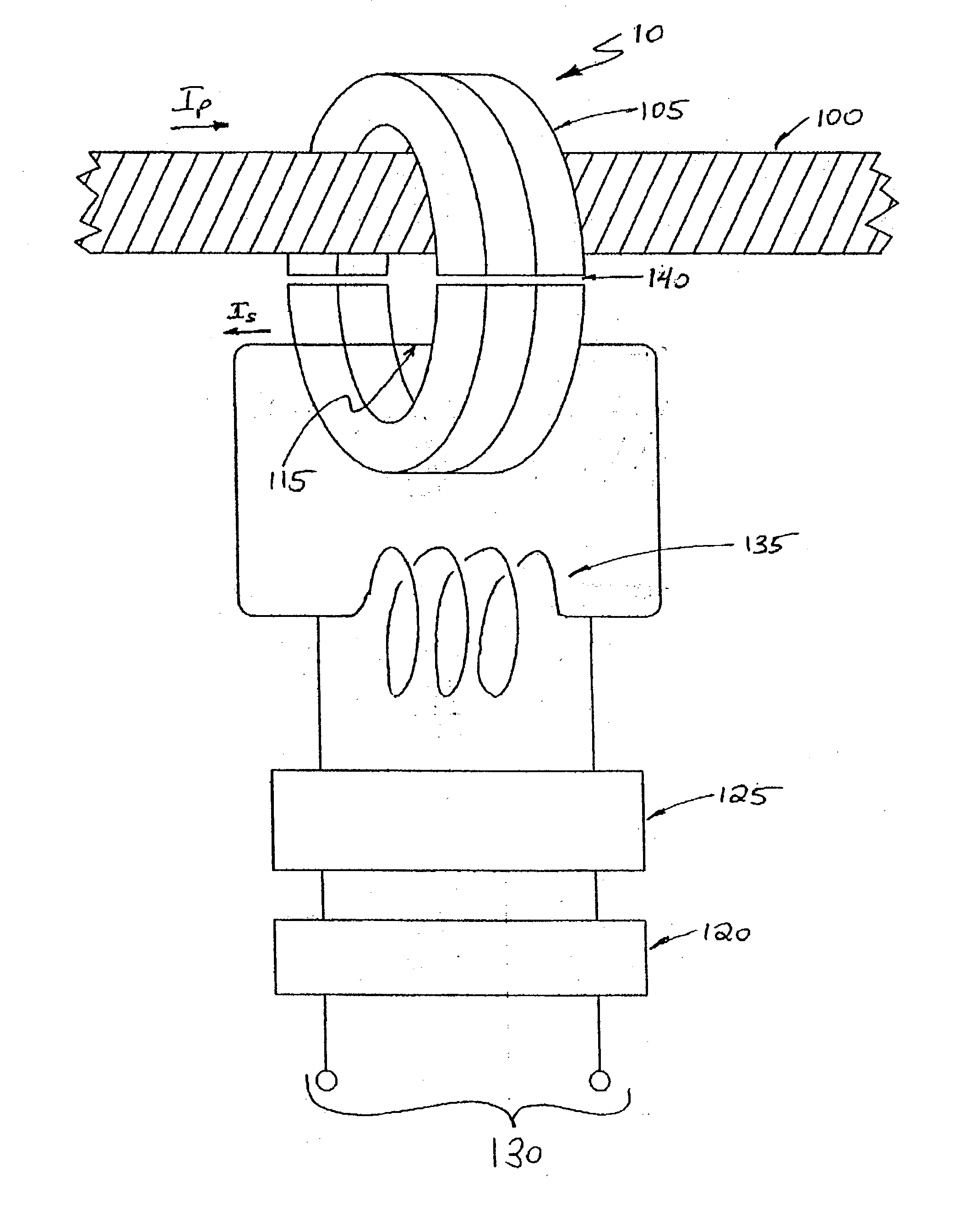 High current inductive coupler and current transformer for power lines