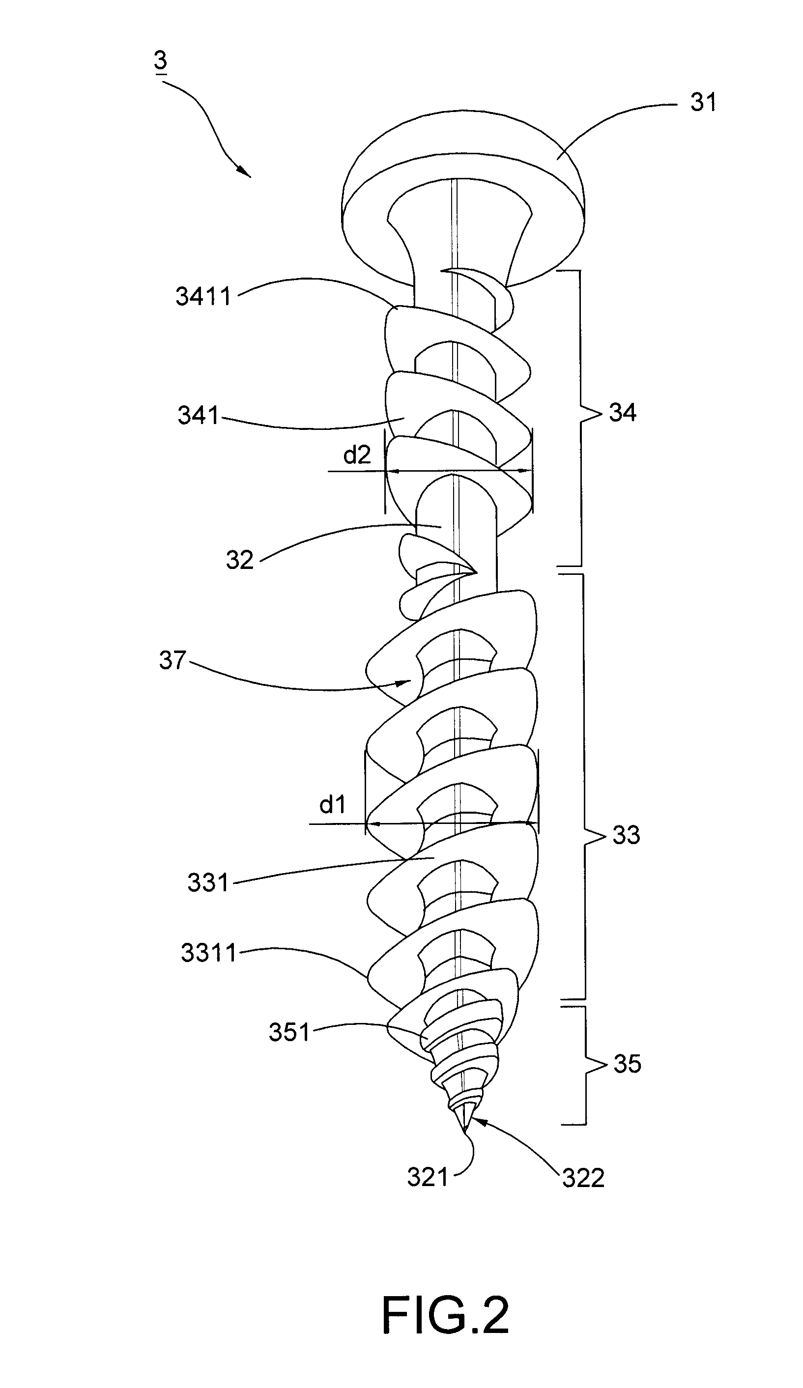 Fastener with multiple threaded sections