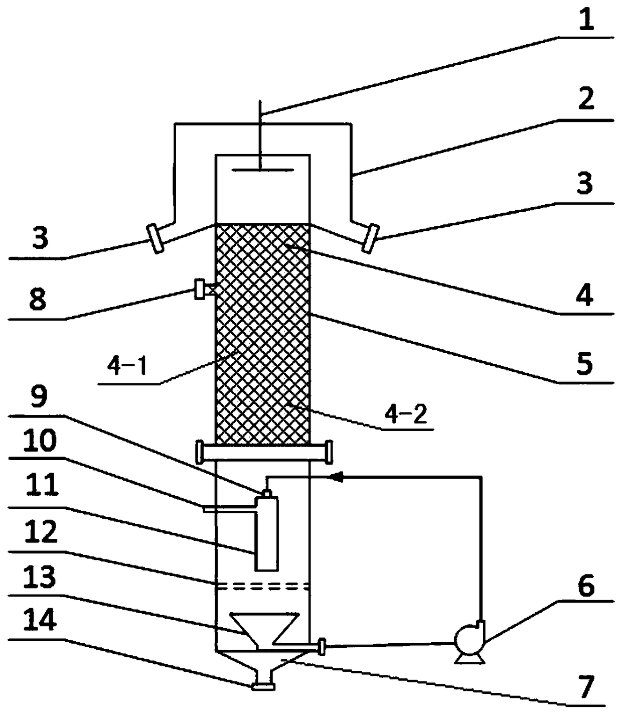 Flotation column enhanced separation device with packing structure and separation method