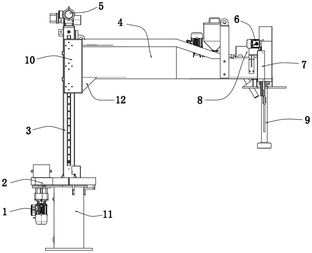 Aluminum alloy smelting, refining, degassing and quantitative soup feeding device for die casting machine