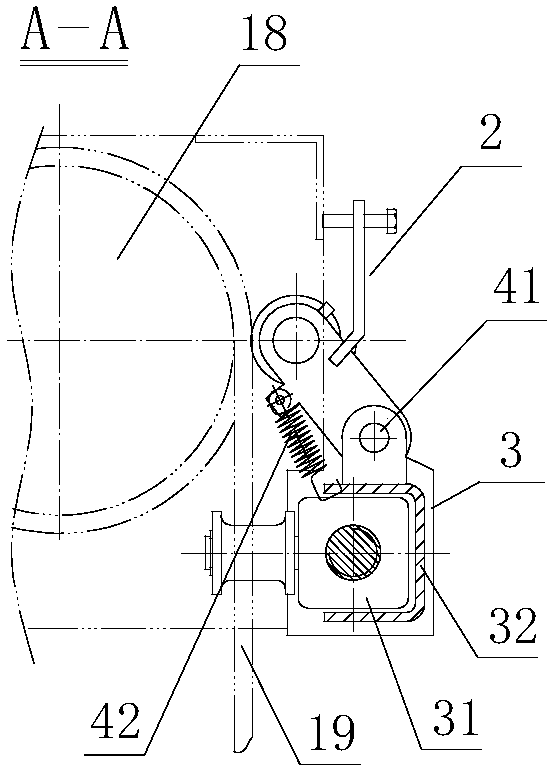 Hoist rope guide device with pressing wheel type rope pressing device