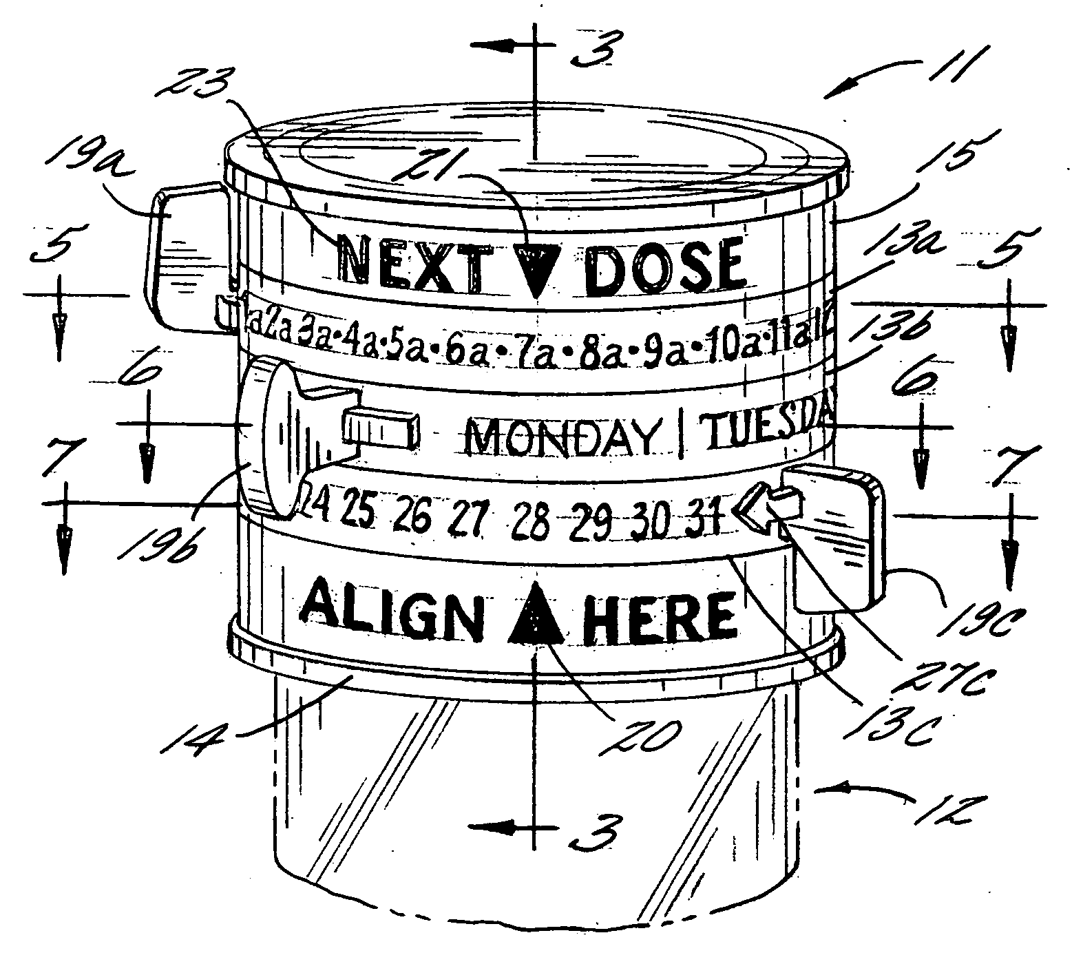 Closure cap for a container having time-date indicators