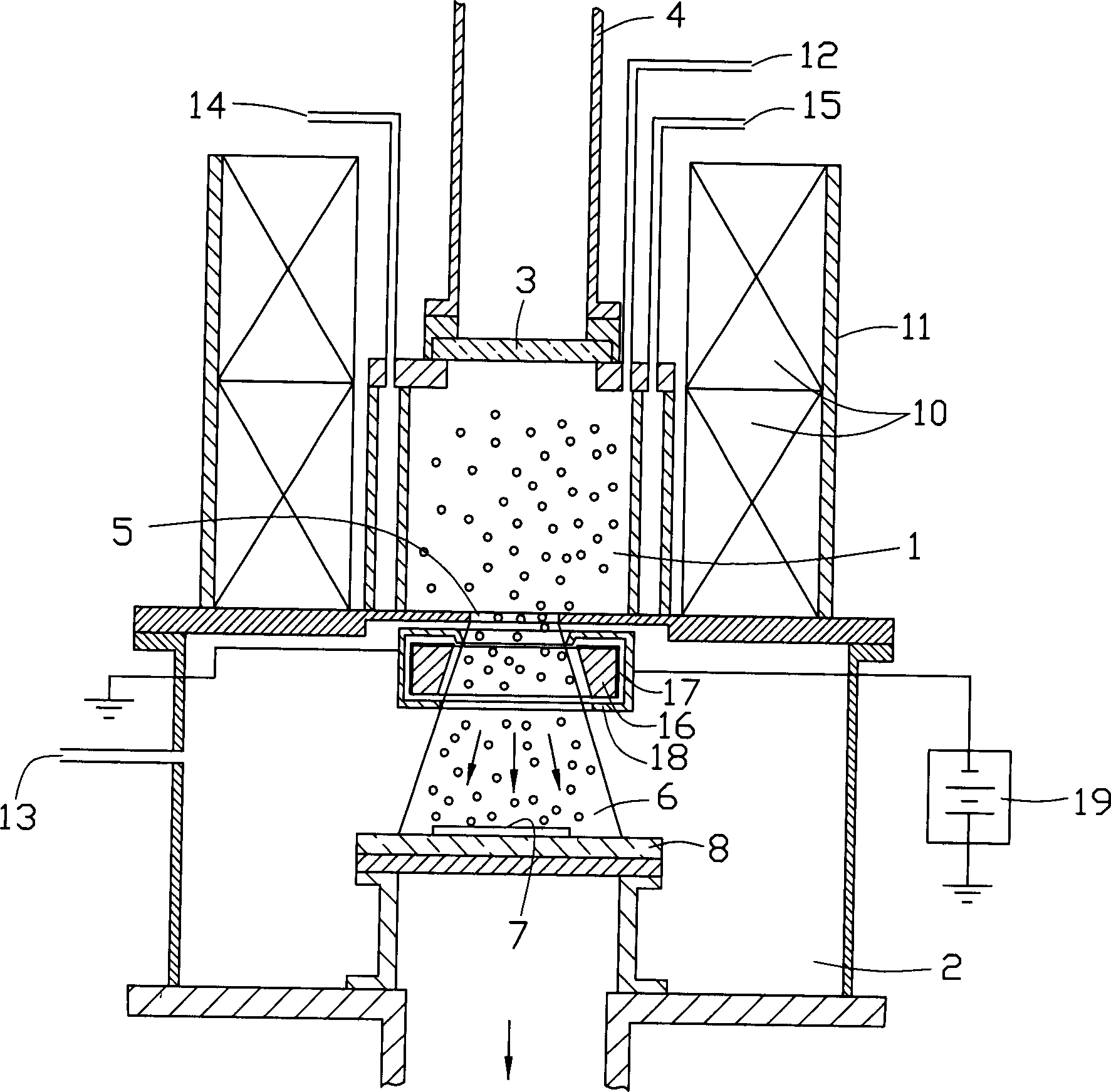 Precipitation method and device for plasma reinforced film