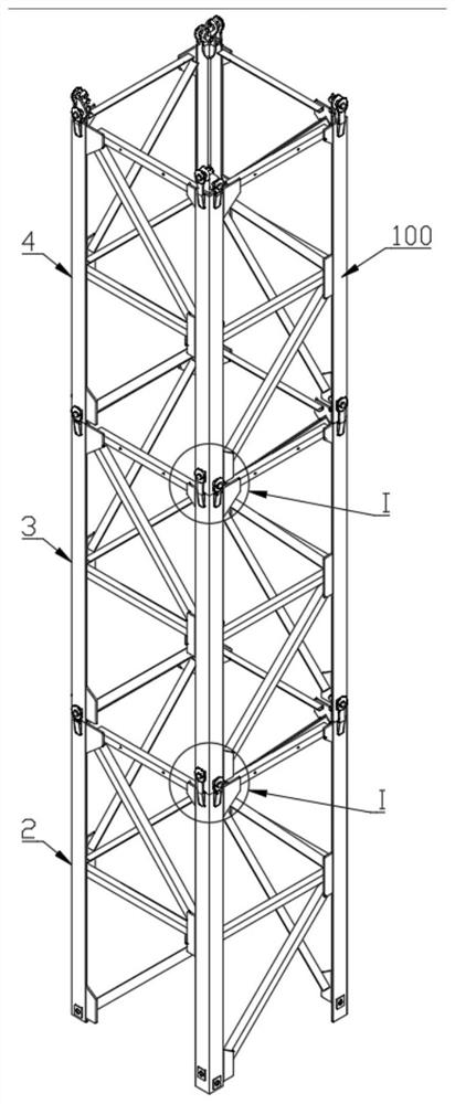 Tower crane tower body combination method and combined tower body device
