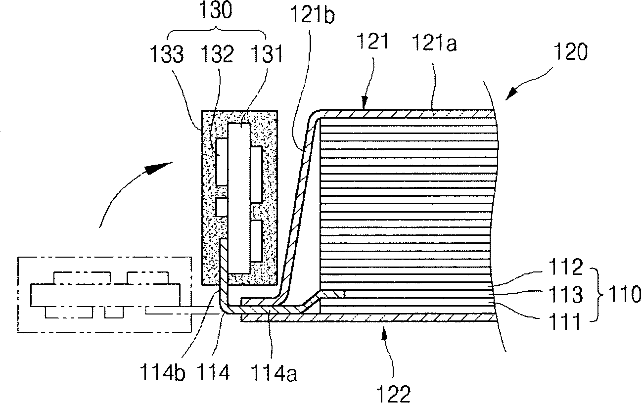 Bag type lithium integrated battery and its manufacture