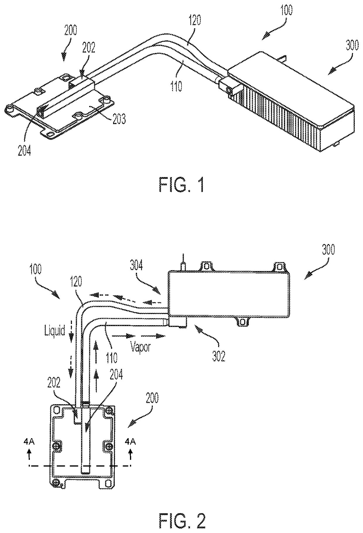 Loop thermosyphon devices and systems, and related methods