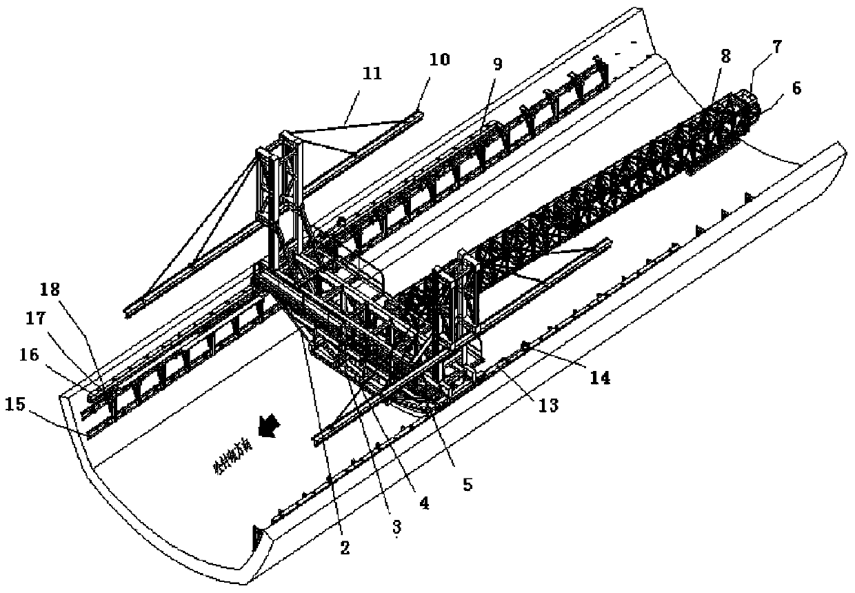 Tunnel inverted arch sliding formwork concrete lining steel trolley