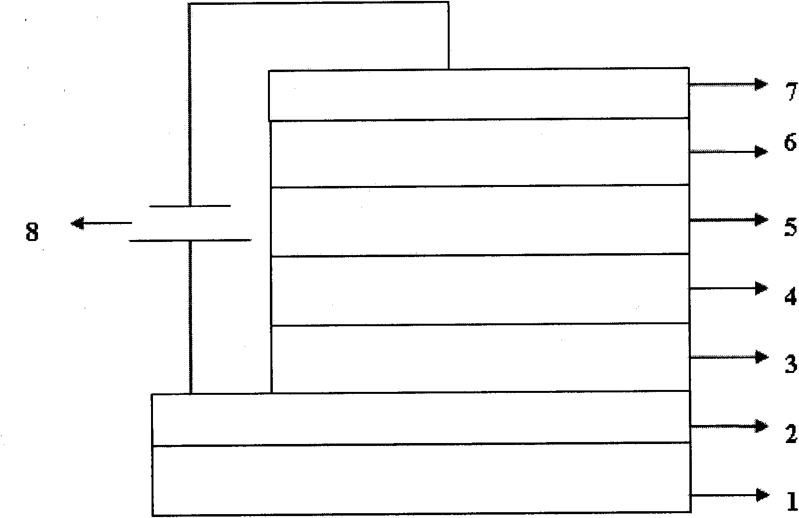 White-light organic electroluminescence device of organic micromolecule multidoped luminescent layer and manufacturing method thereof