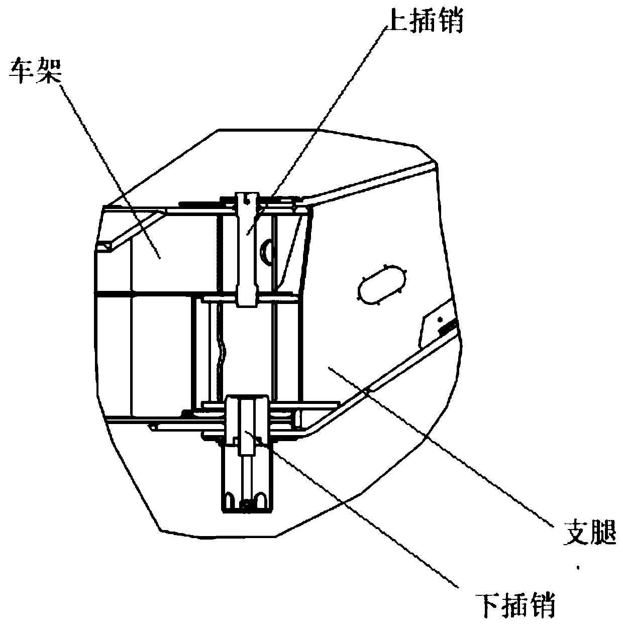 Insert and pull connection structure, supporting leg and frame connection assembly and crane