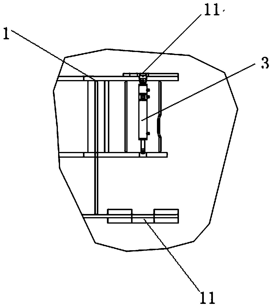 Insert and pull connection structure, supporting leg and frame connection assembly and crane