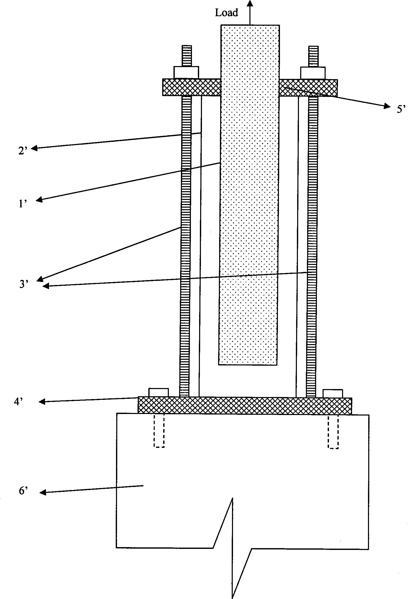 Fracture test device with double-material interface