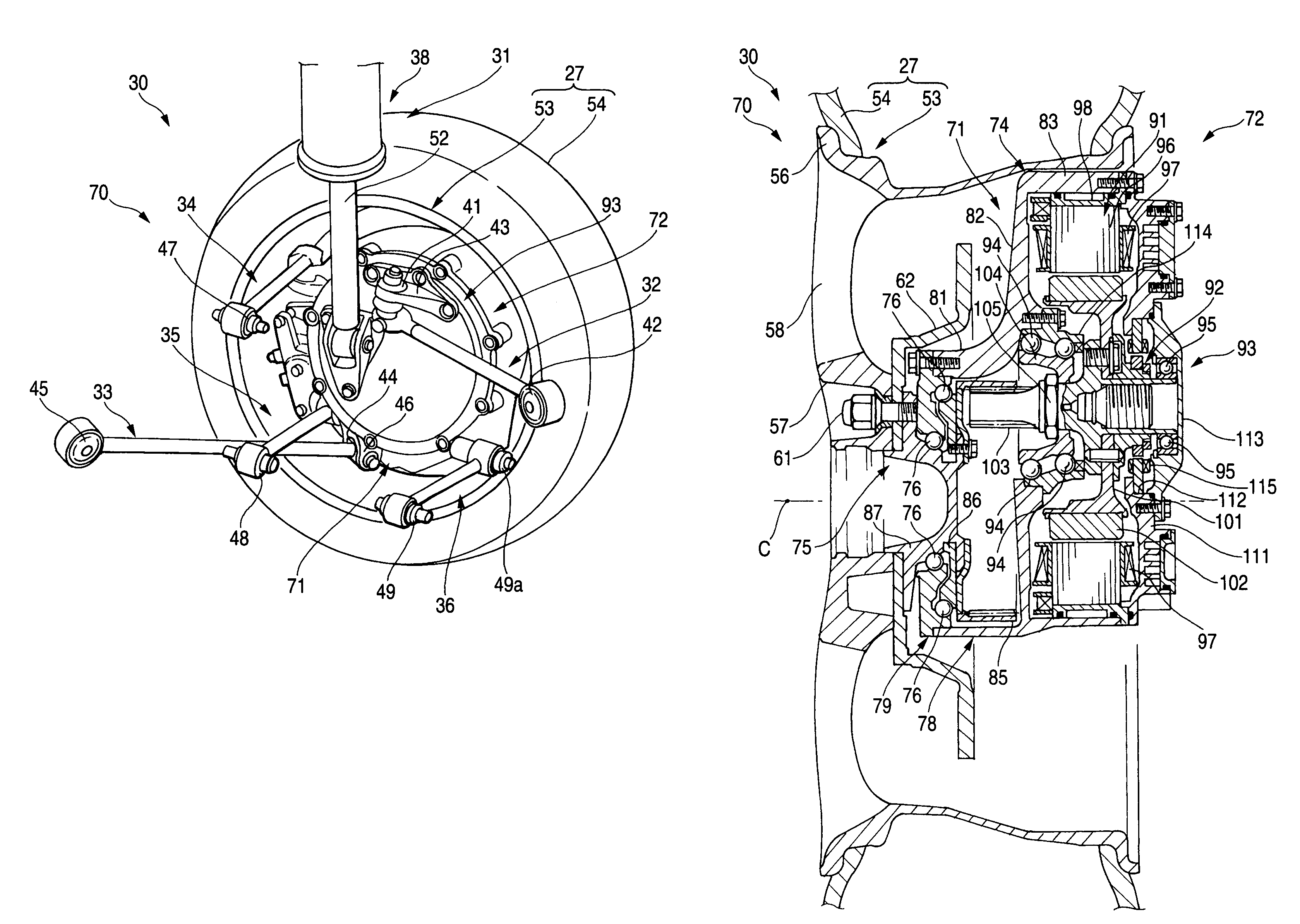 Vehicle wheel driving apparatus arranging structure