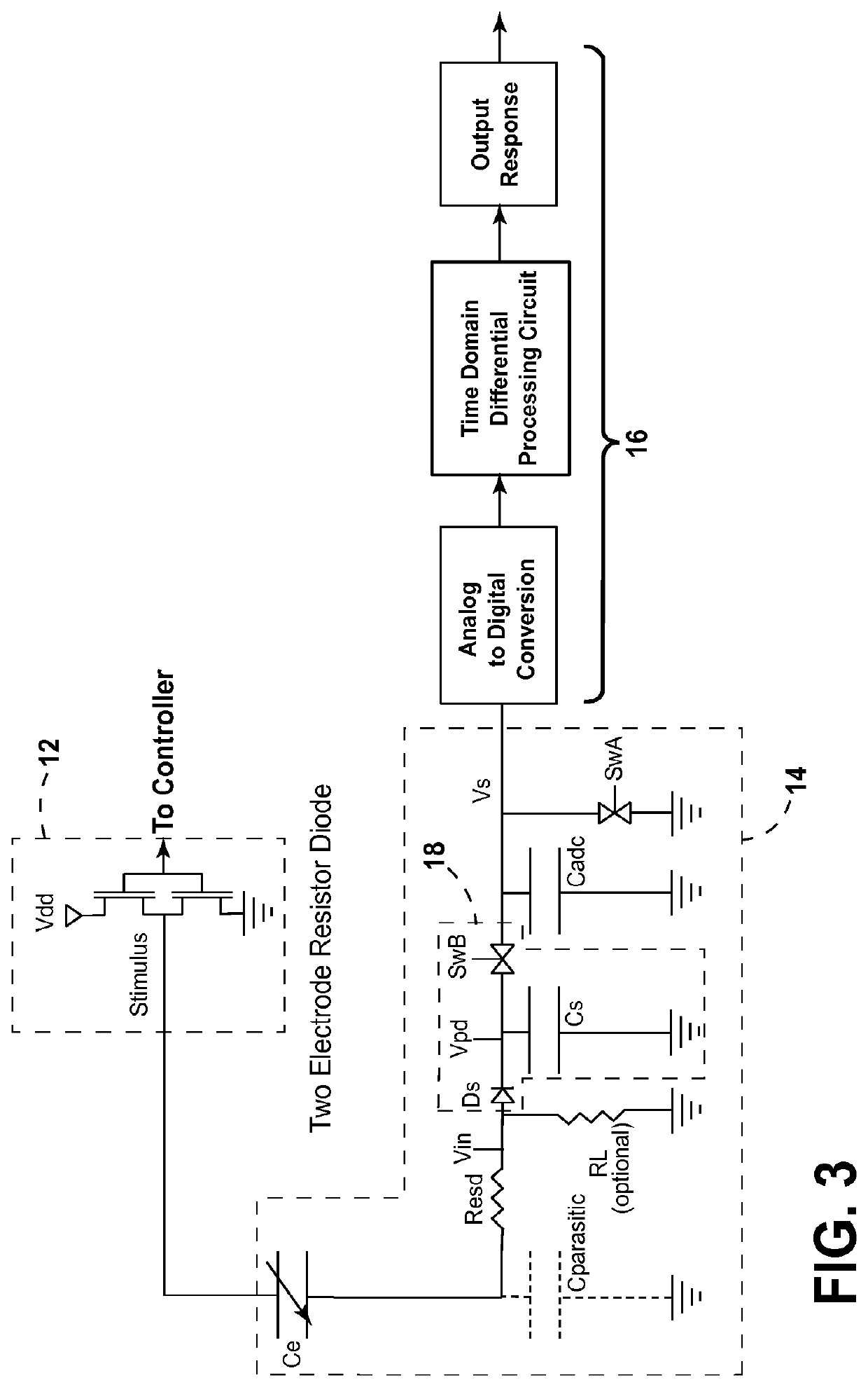 Simultaneous time domain differential sensing and electric field sensing