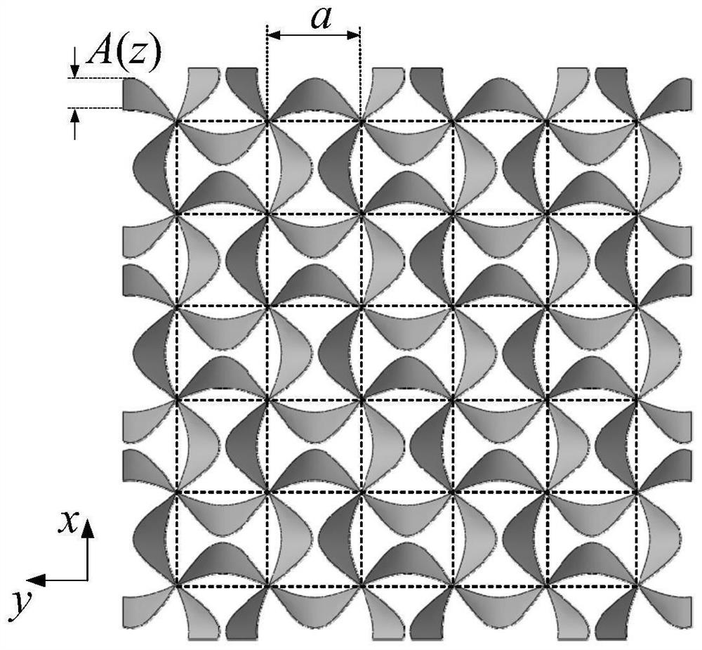 Three-dimensional curved wall mixed phase regular quadrilateral chiral honeycomb