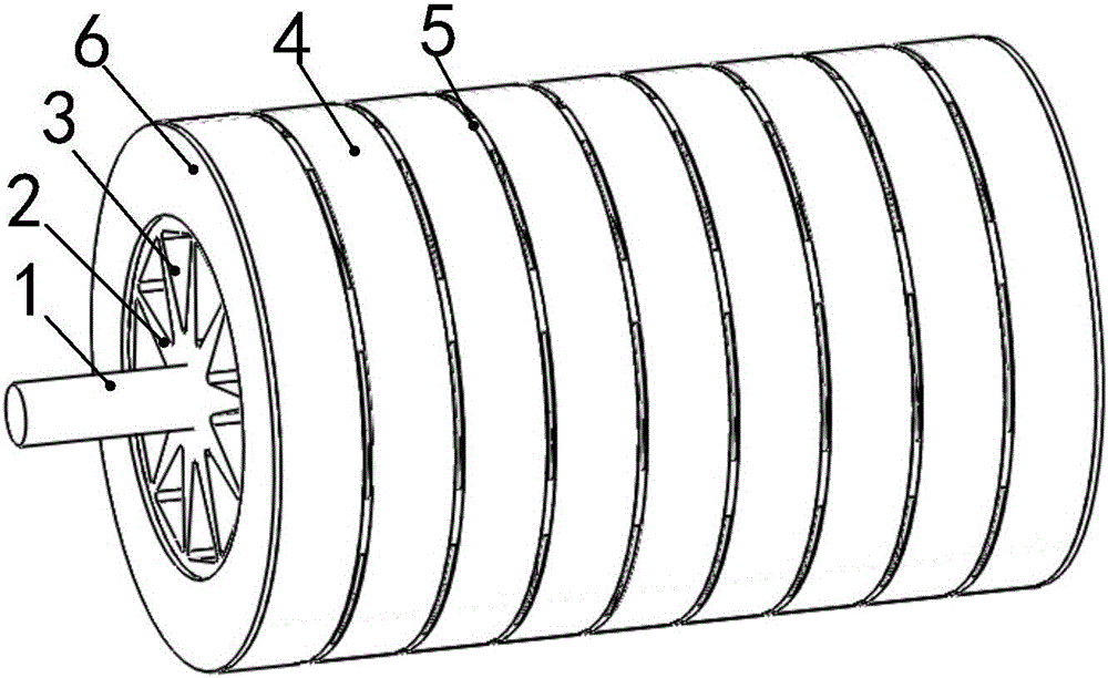 An axially segmented motor rotor with arc-shaped wind deflectors