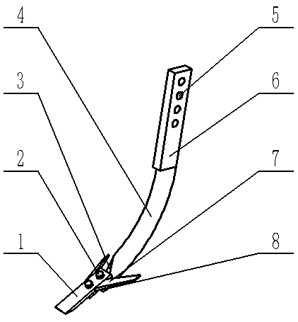 Triangular arc-shaped shovel handle based chisel-shaped sub-soiling shovel with wings