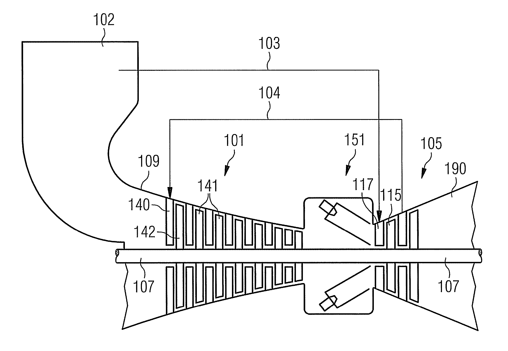 Method and device for cooling a component of a turbine