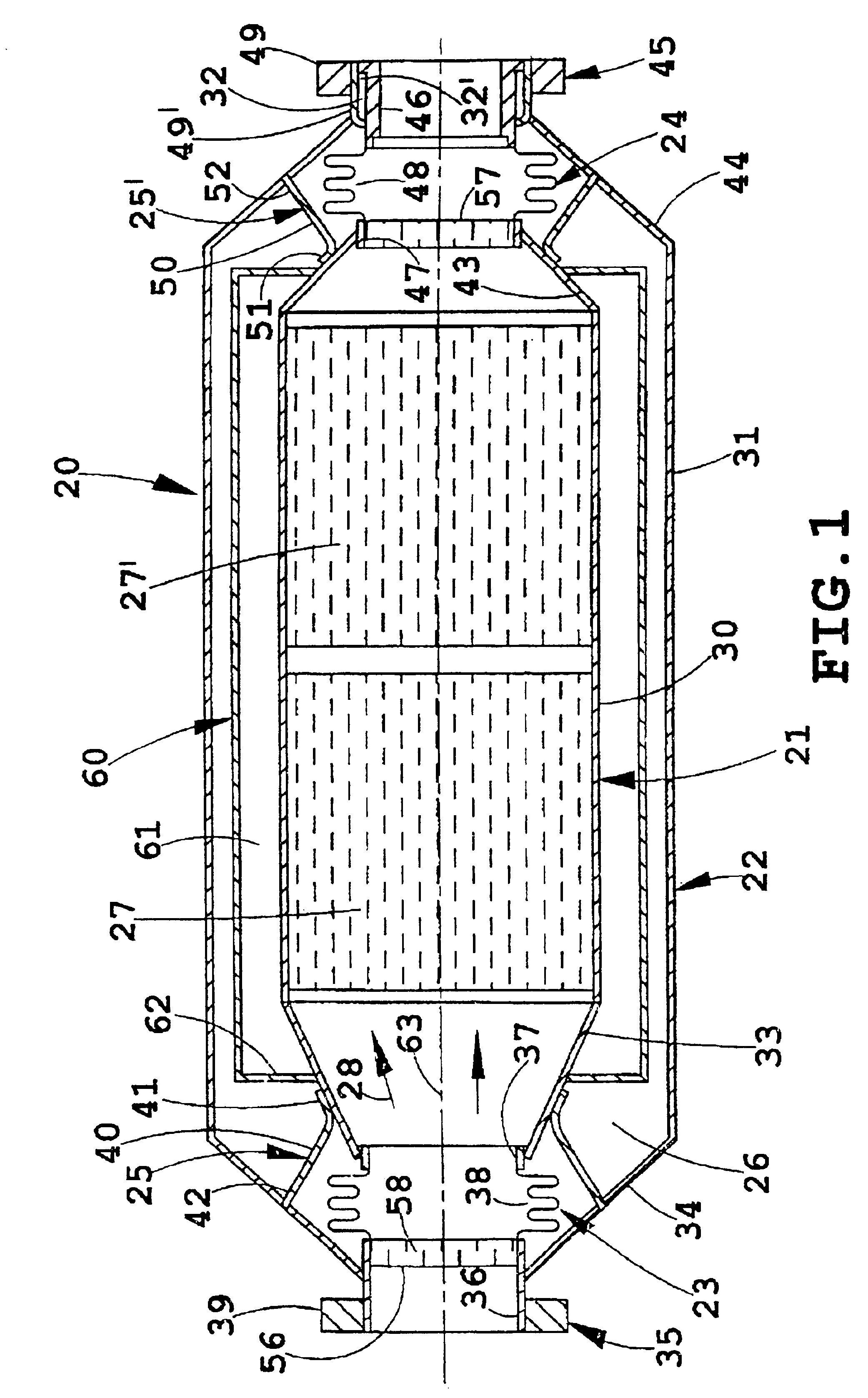 Vacuum-insulated exhaust treatment devices with radially-extending support structures