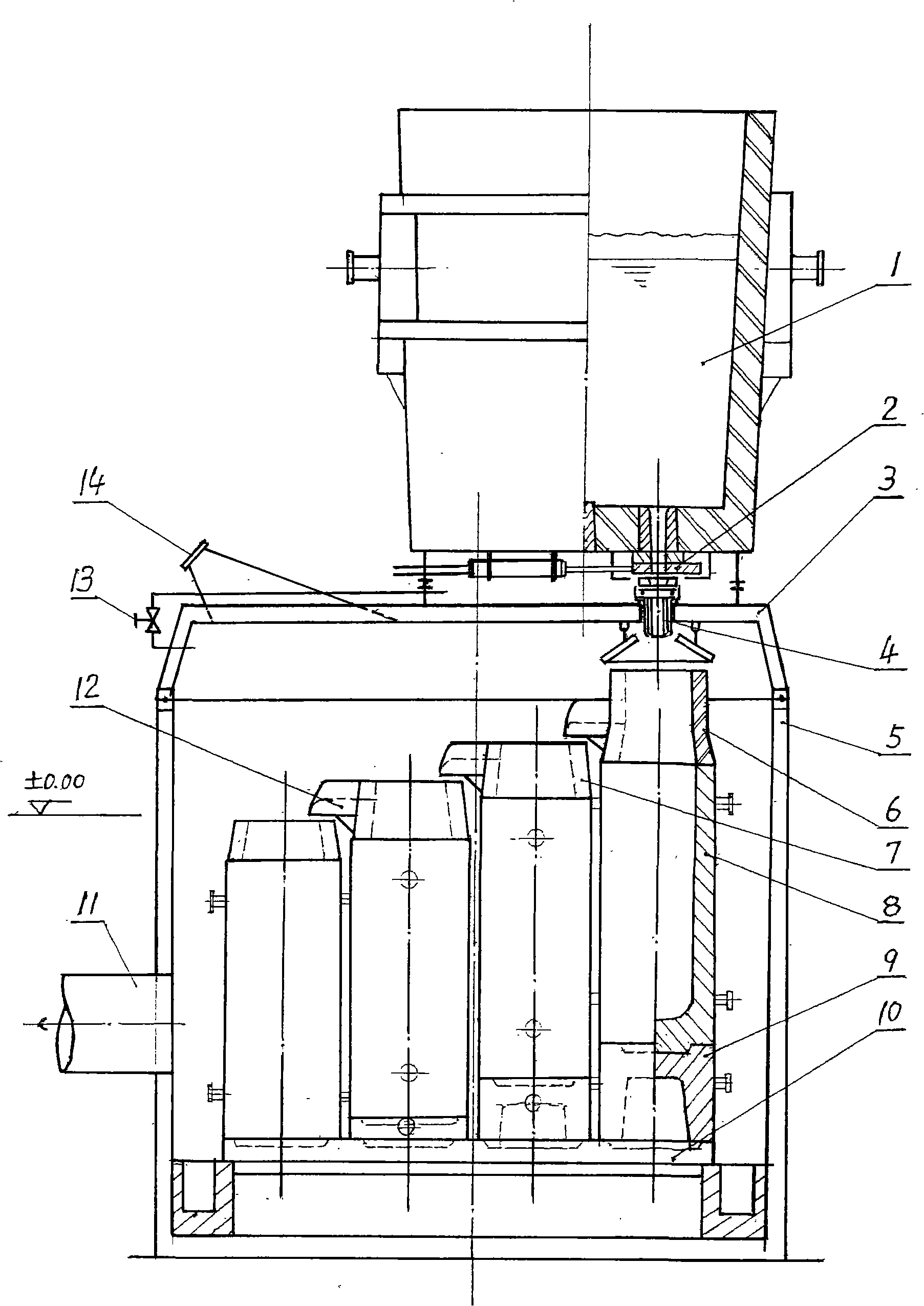 Equipment and process for casting multi-branch steel ingot with vacuum spill method and liquid steel