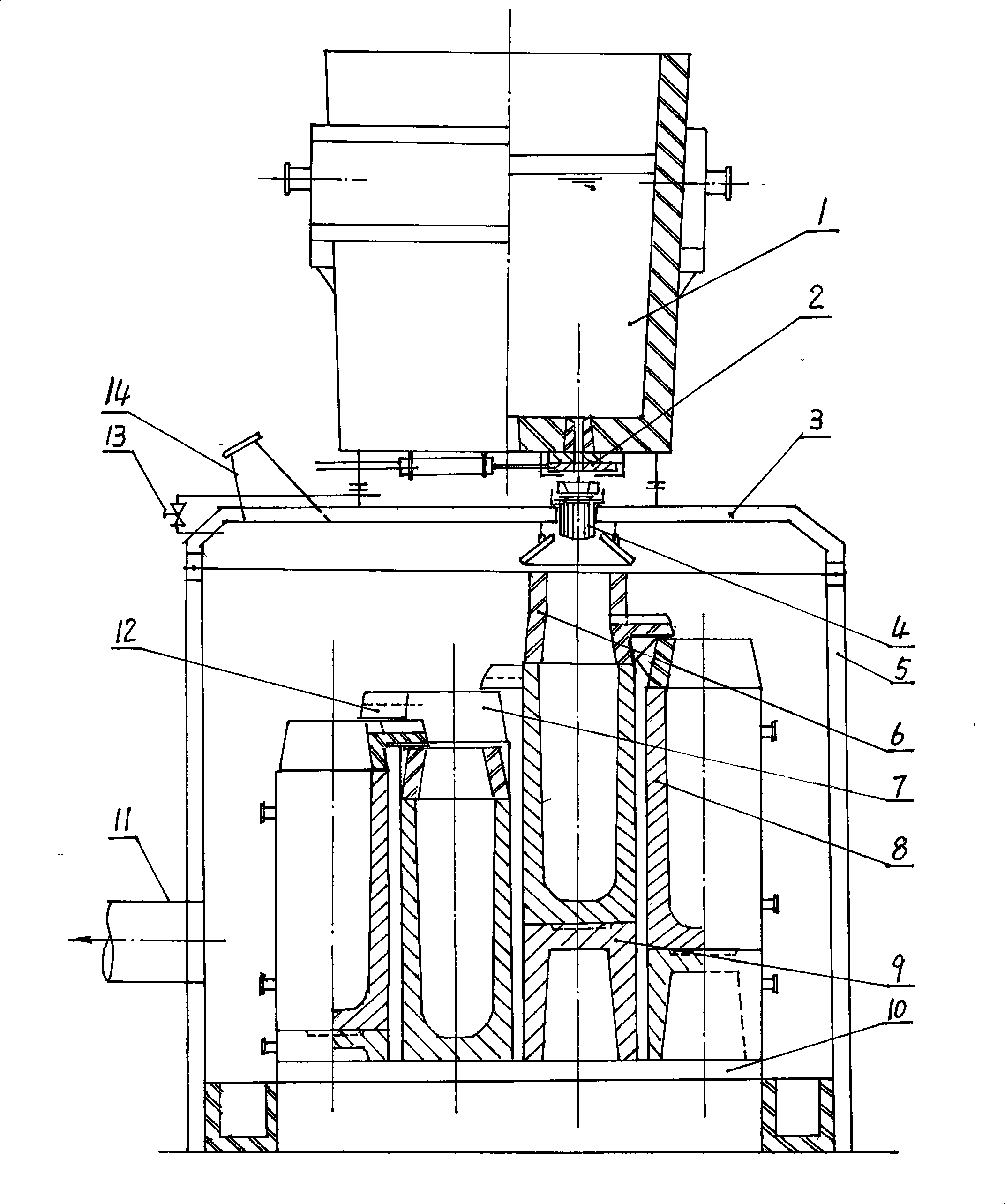 Equipment and process for casting multi-branch steel ingot with vacuum spill method and liquid steel