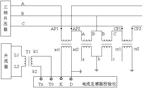Method for testing error influence quantity to high-voltage three-phase current transformer from high-voltage leakage current