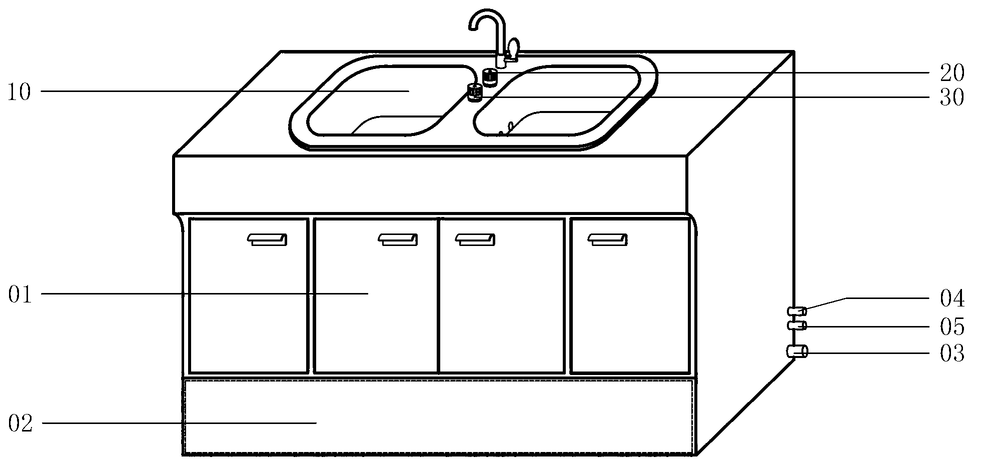 Double-sink water-saving trough