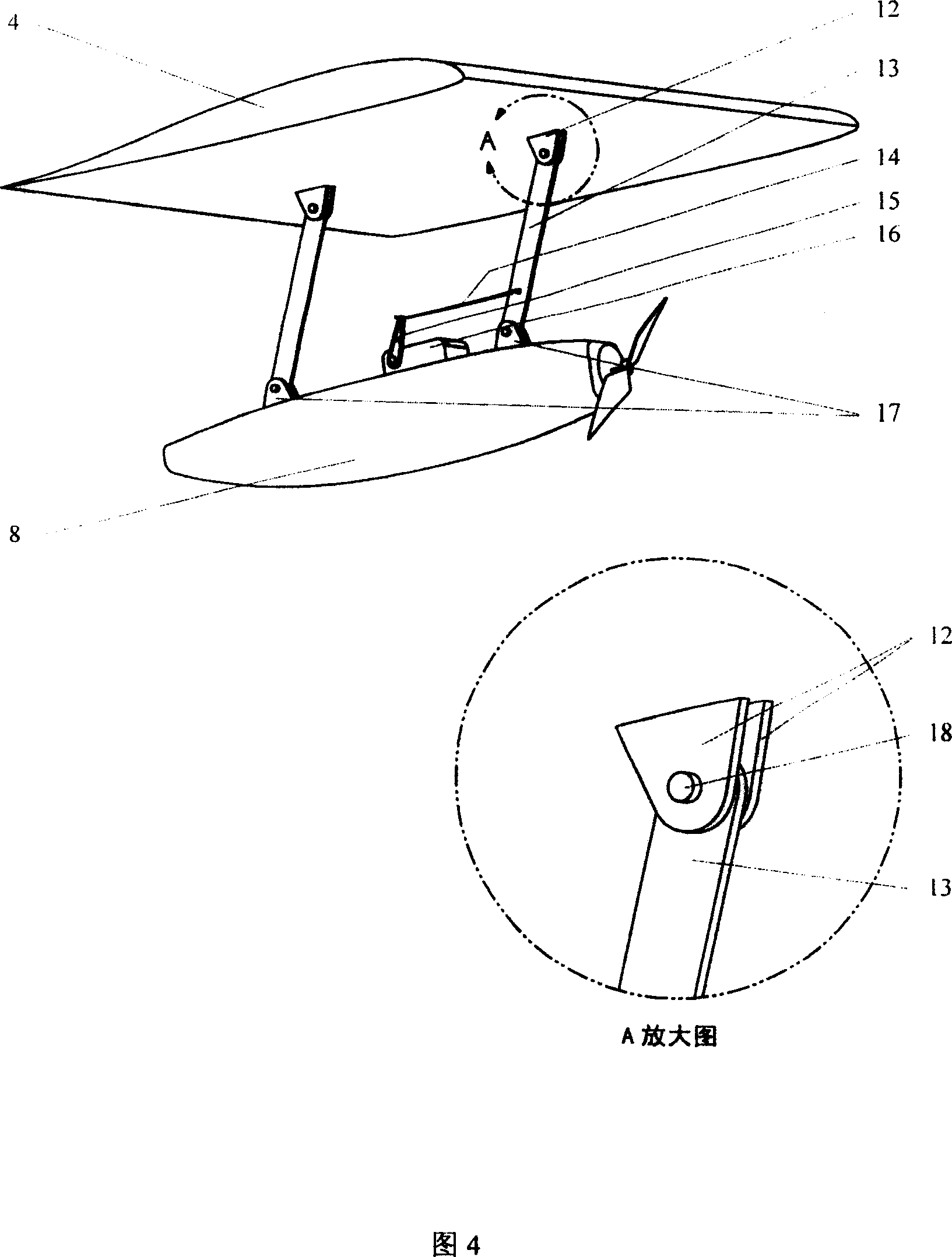 Miniature airplane pitch operating method and control mechanism