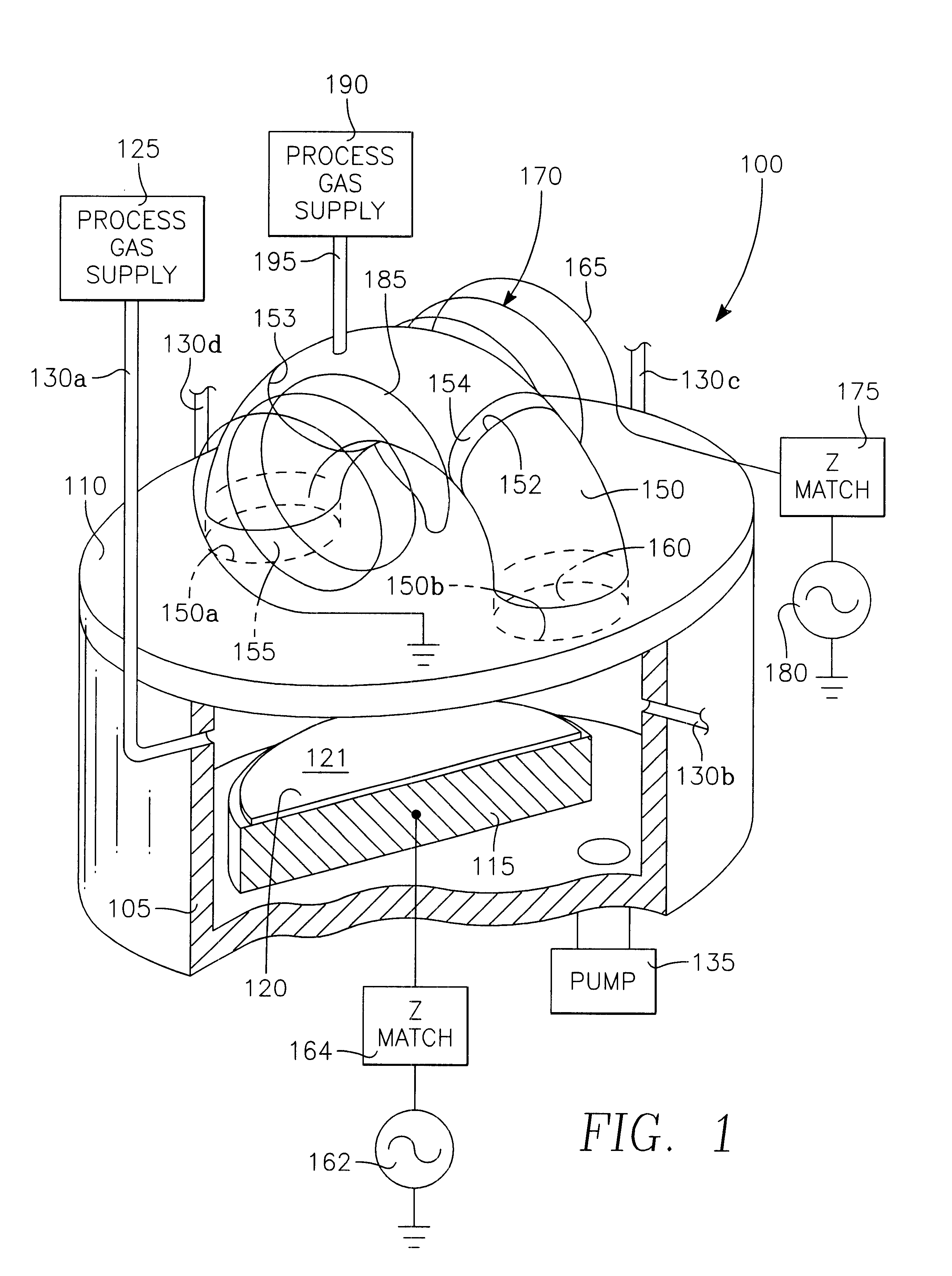 Externally excited torroidal plasma source using a gas distribution plate