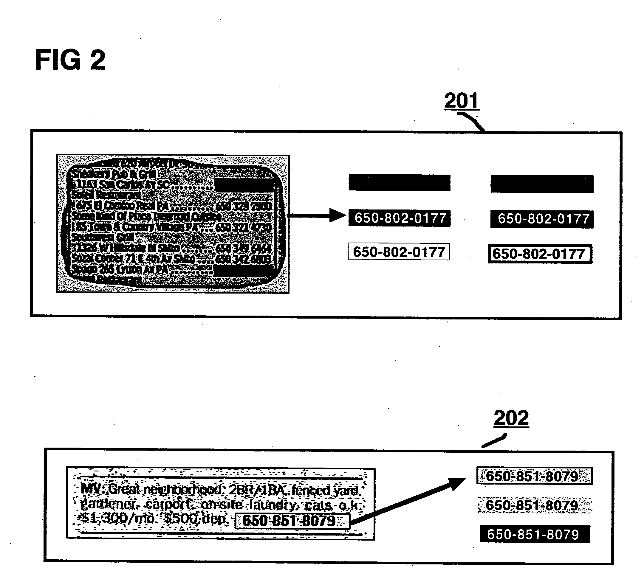 Linking method for printed telephone numbers identified by a non-indicia graphic delimiter