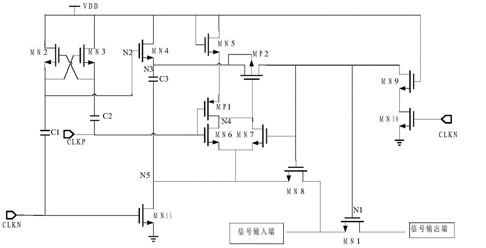 CMOS gate voltage bootstrapping switch circuit