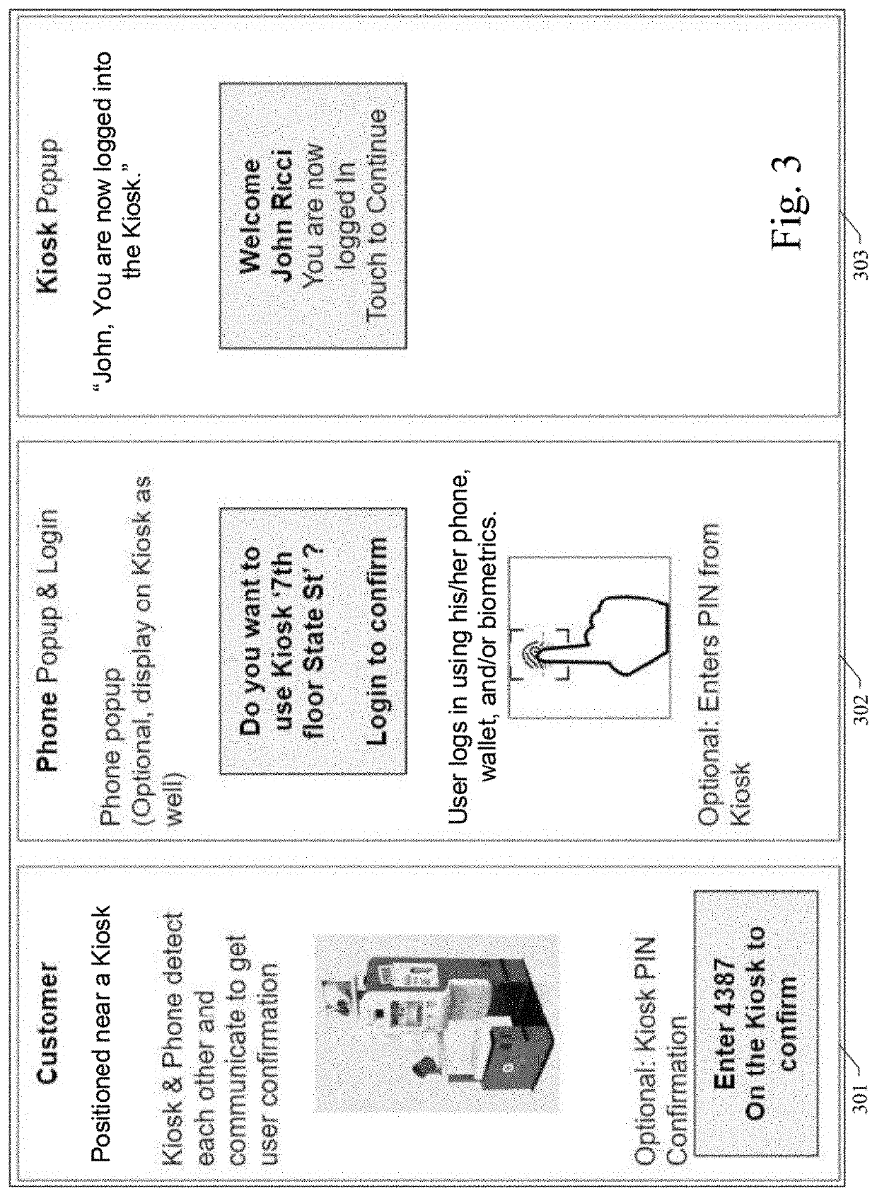 System and method for user authentication at a kiosk from a mobile device