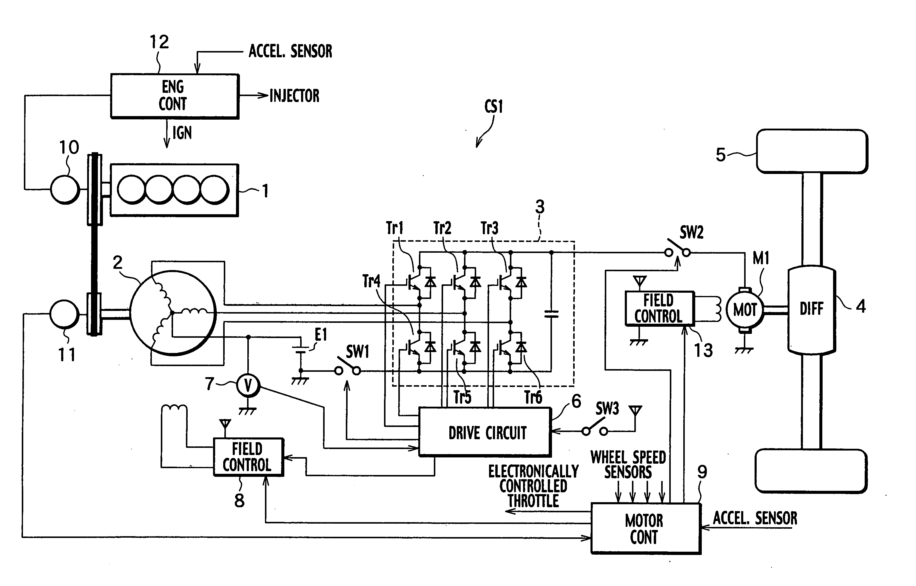 Control system and controlling method for motor drive four wheel drive vehicle