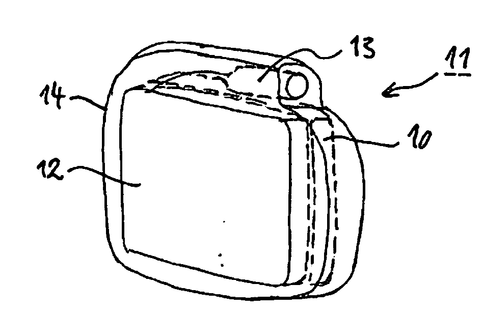 Battery operated device, in particular implantable medical-electronic device