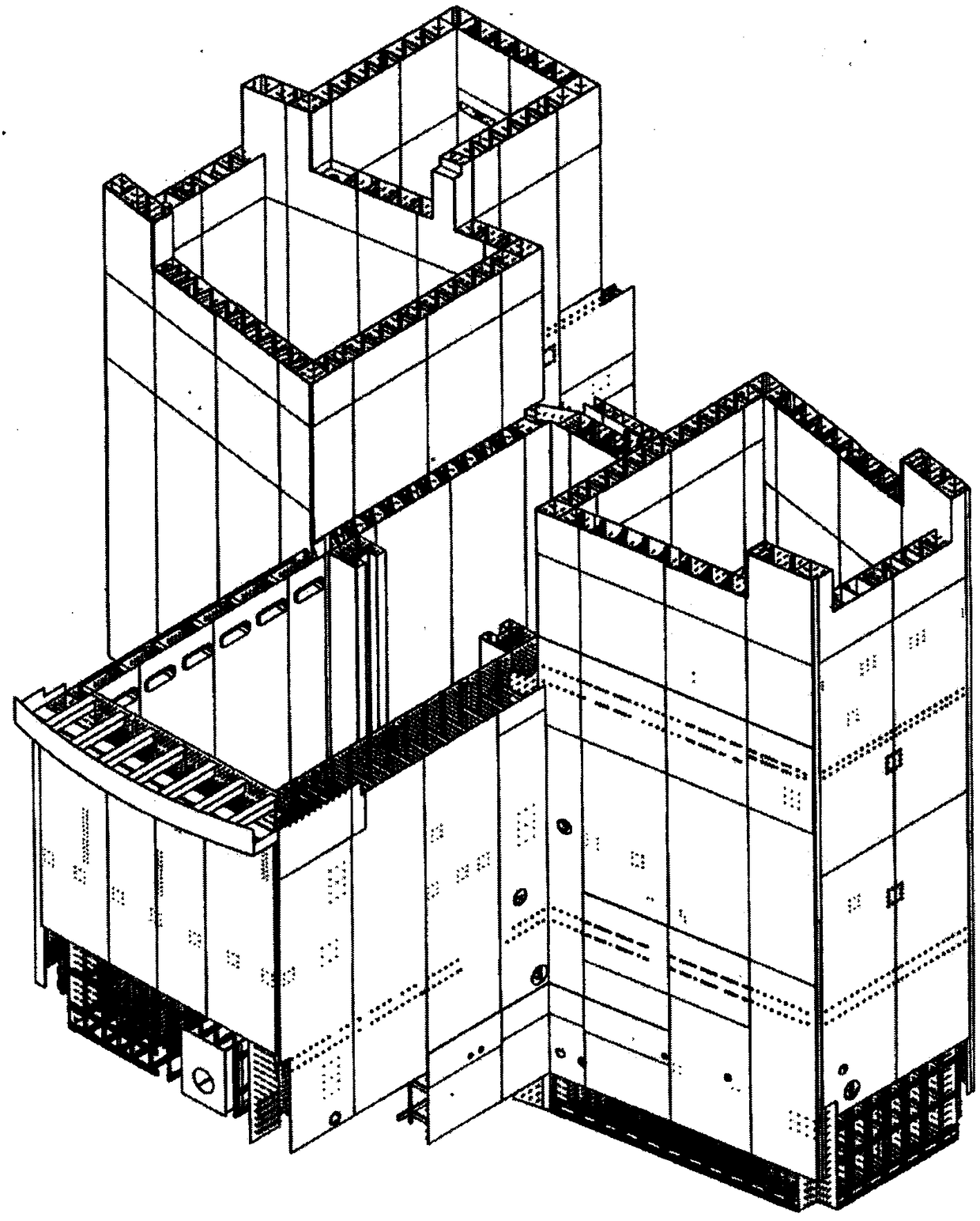 Vertical assembling method for structural modules of nuclear power plant