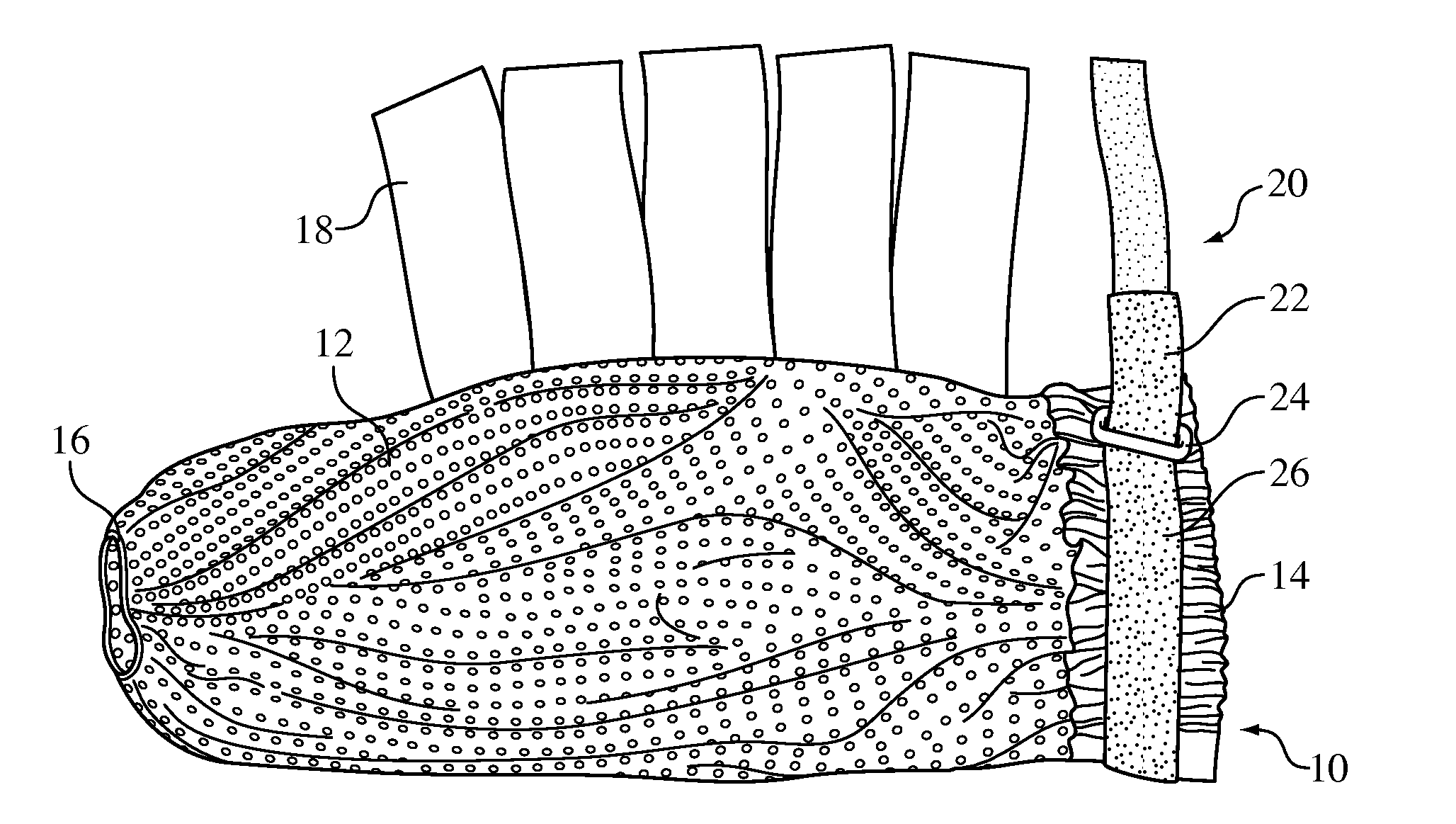 Arm sleeve of knitted mesh with motion flow team indicators