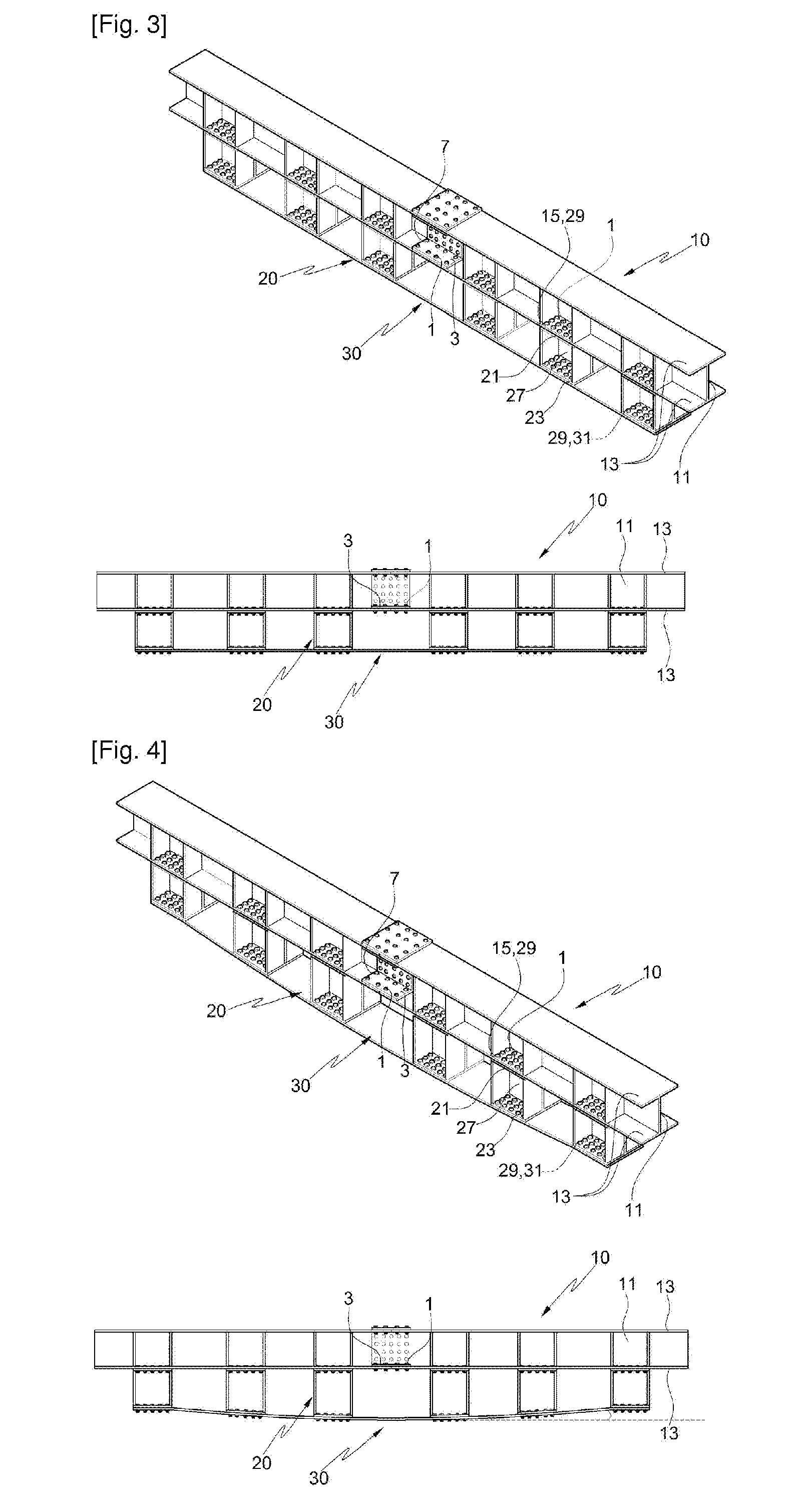 Steel structure including pre-stressing brackets for improving load-carrying capacity and serviceability