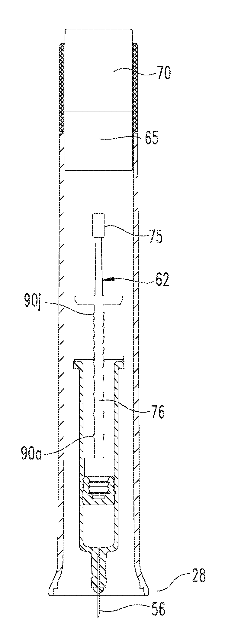 Automatic medication injection device with audible indication of injecting progress