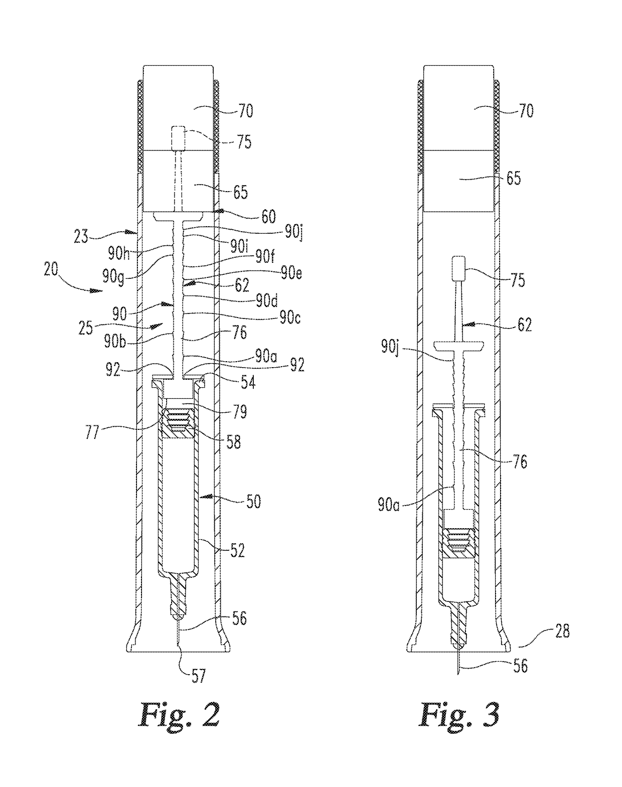 Automatic medication injection device with audible indication of injecting progress