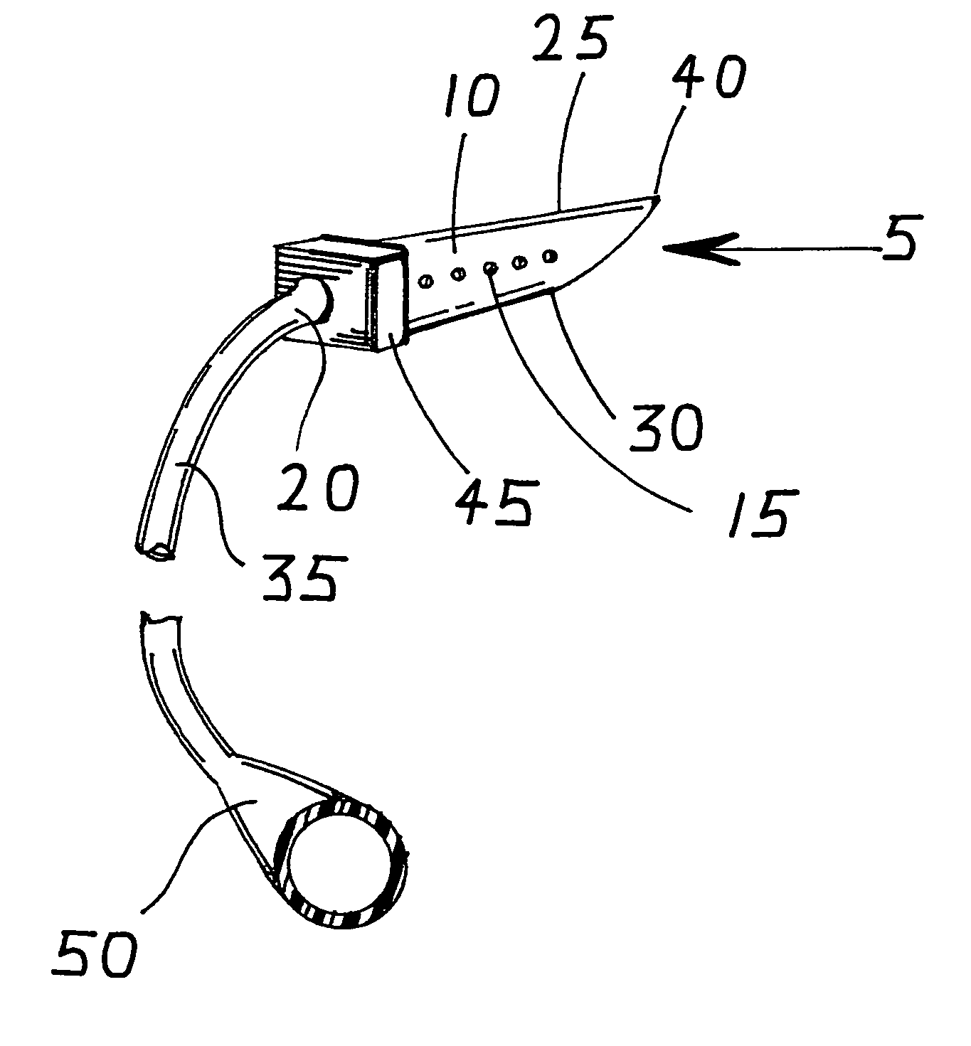 Dental wedge with a flexible tubing suction line
