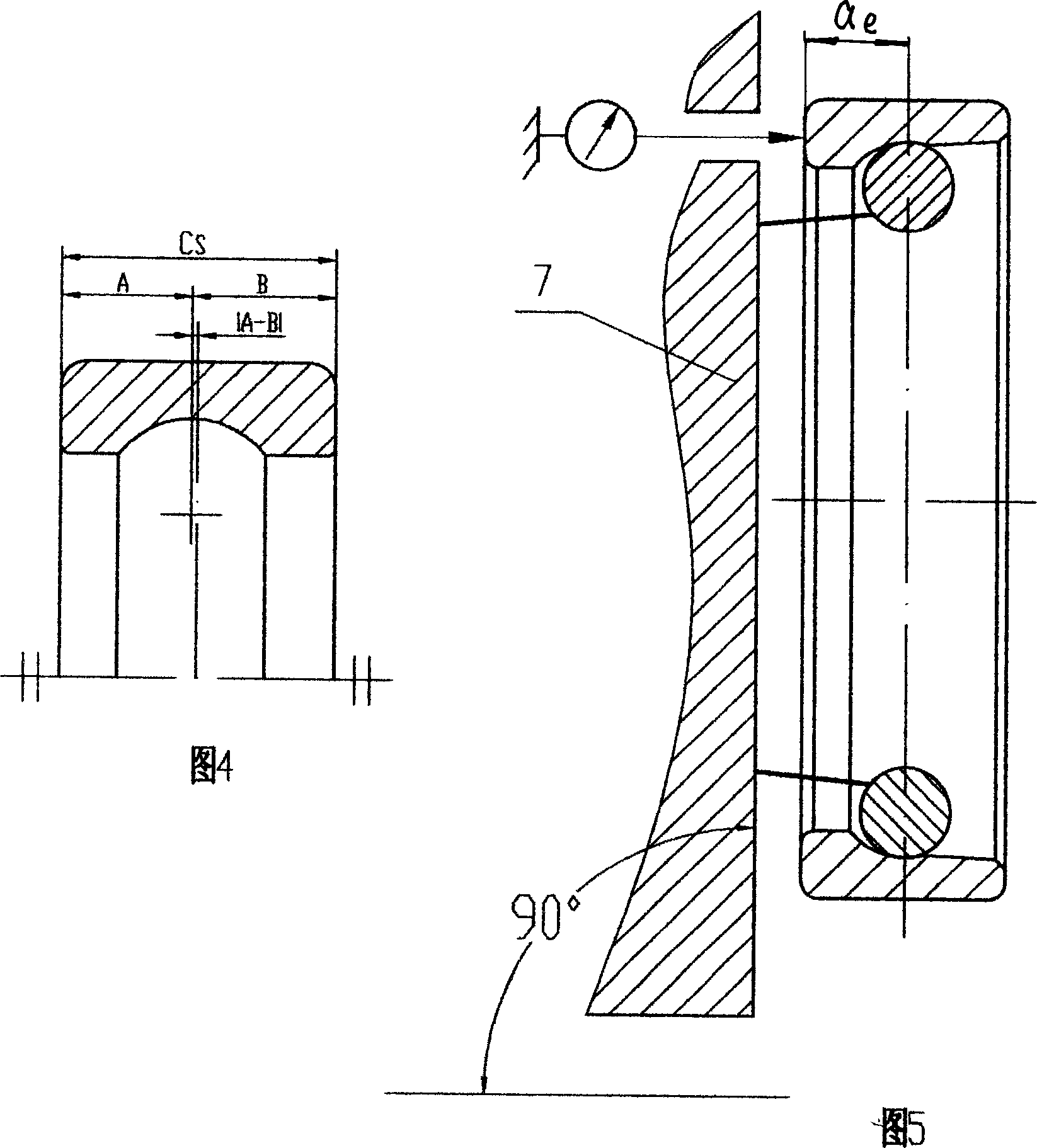 Angular contact ball bearing outer ring groove position instrument measuring method