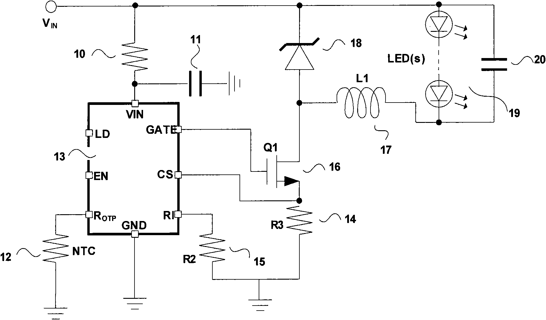 Non-isolated AC-DC (Alternating Current-Direct Current) LED driver current compensation circuit