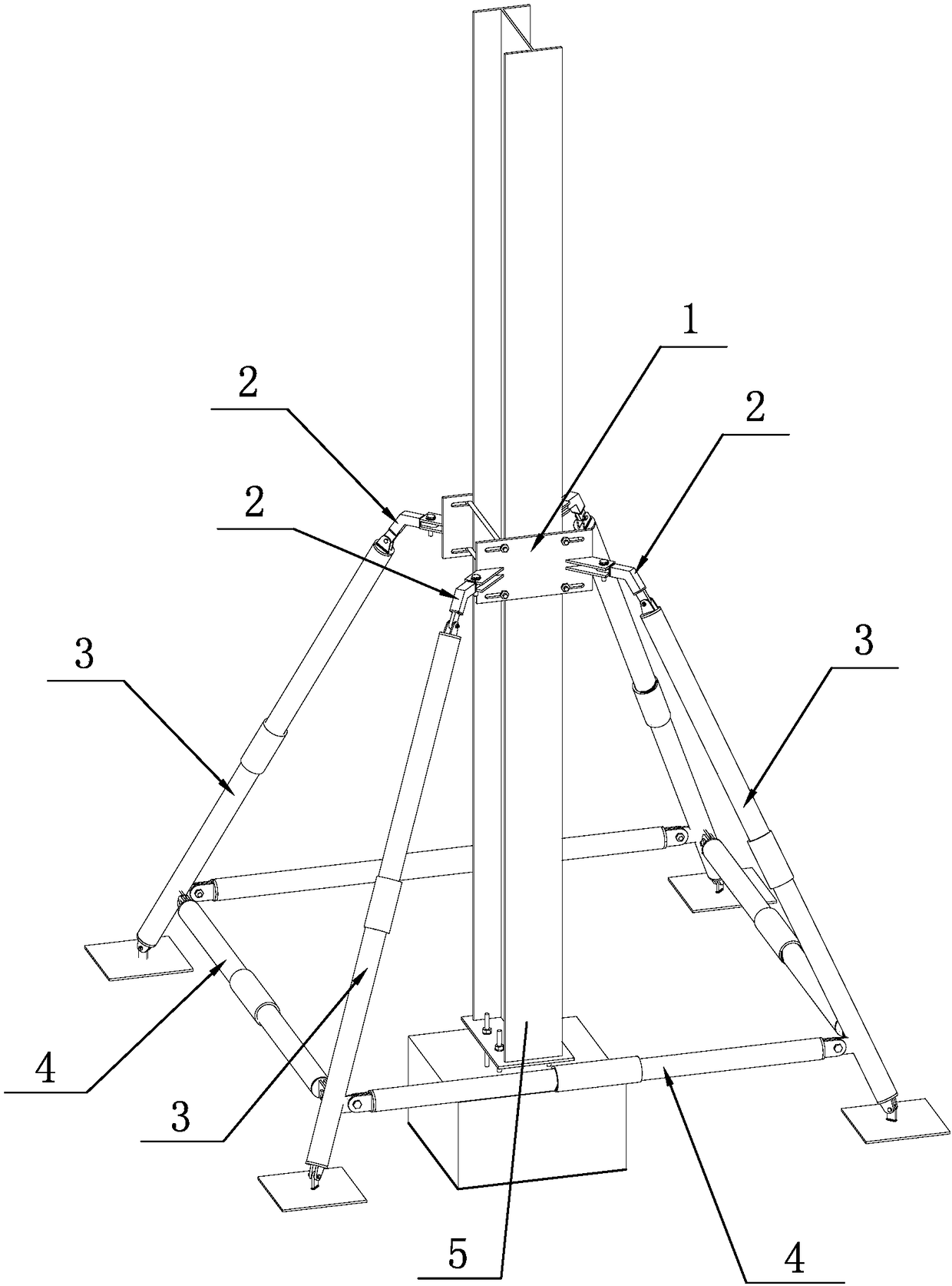 Temporary stabilizing structure for bottom bolted single-layer steel column installation and stabilizing method thereof