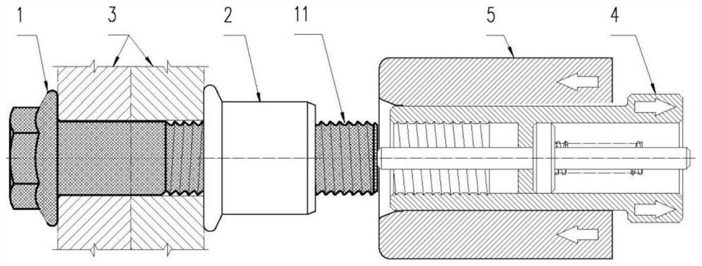 Anti-loosening riveting bolt and corresponding riveting tool