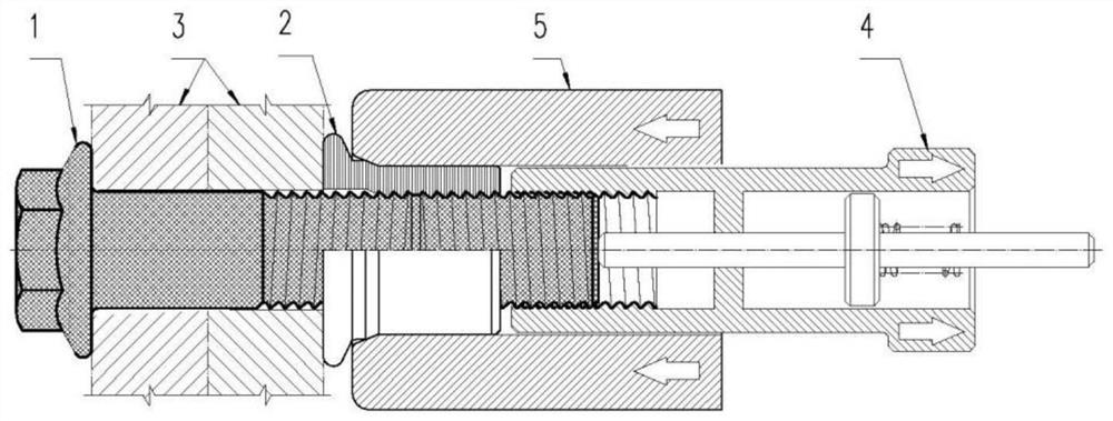 Anti-loosening riveting bolt and corresponding riveting tool