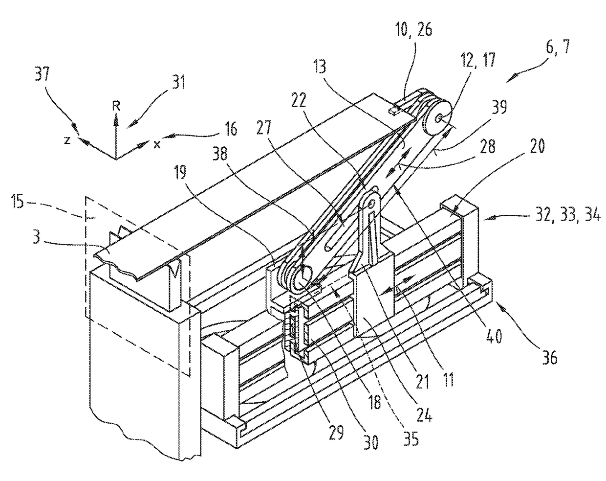 Rear stop device for a bending machine