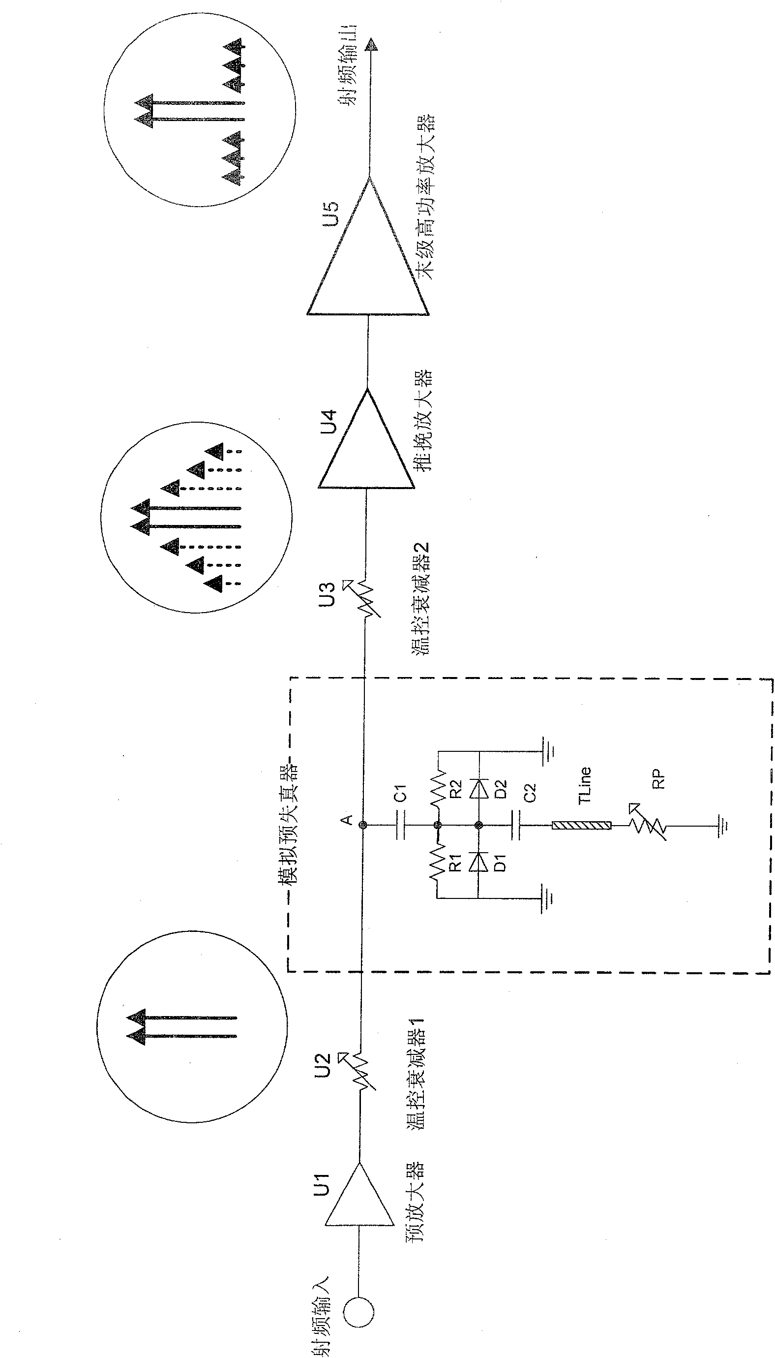 Analog predistortion based linear power amplification circuit and method