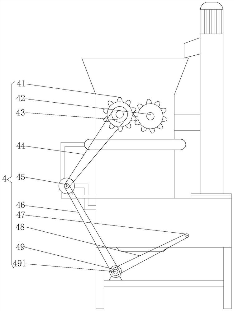 Raw material grinding device with dust collection and recovery functions for mortar production