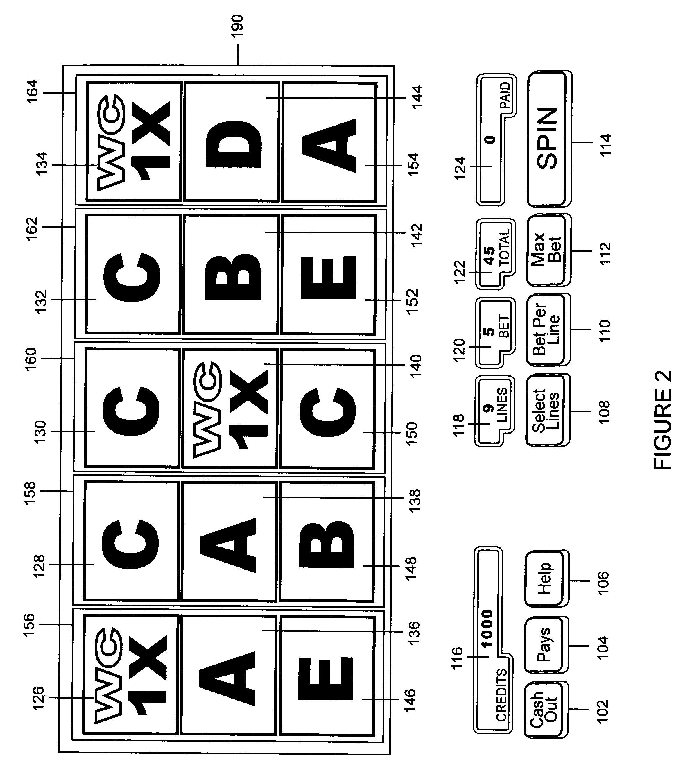 Method of playing a slot machine game with using wildcard symbols with randomly displayed multiplier values