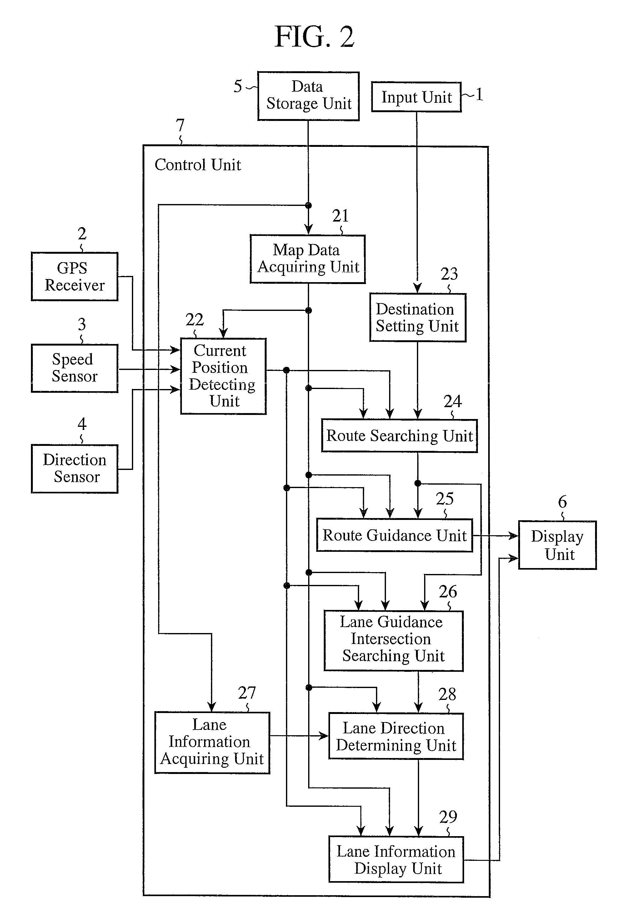 Navigation system and lane information display method